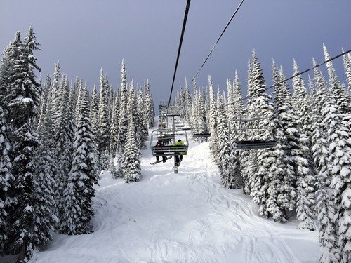 Heading up Morrisey Express Chairlift