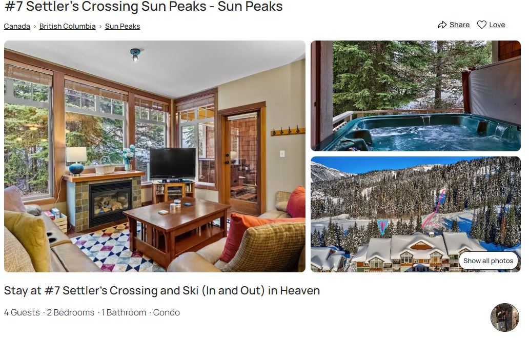 Settler's Crossing Sun Peaks Vacation Rentals