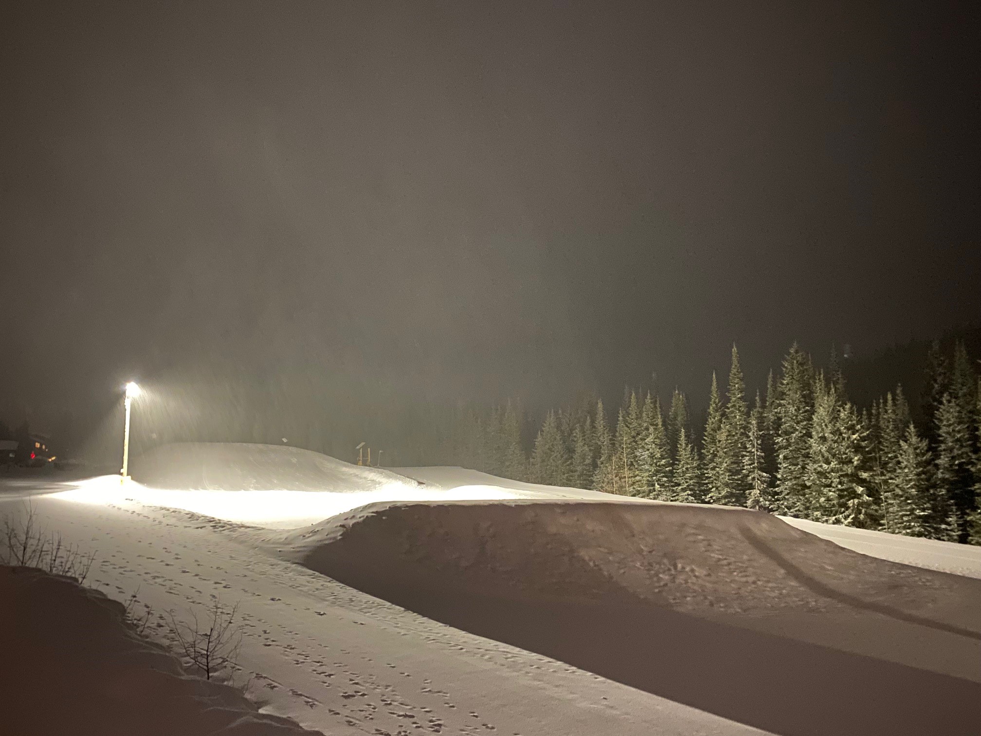 Sun Peaks toboggan hill at night